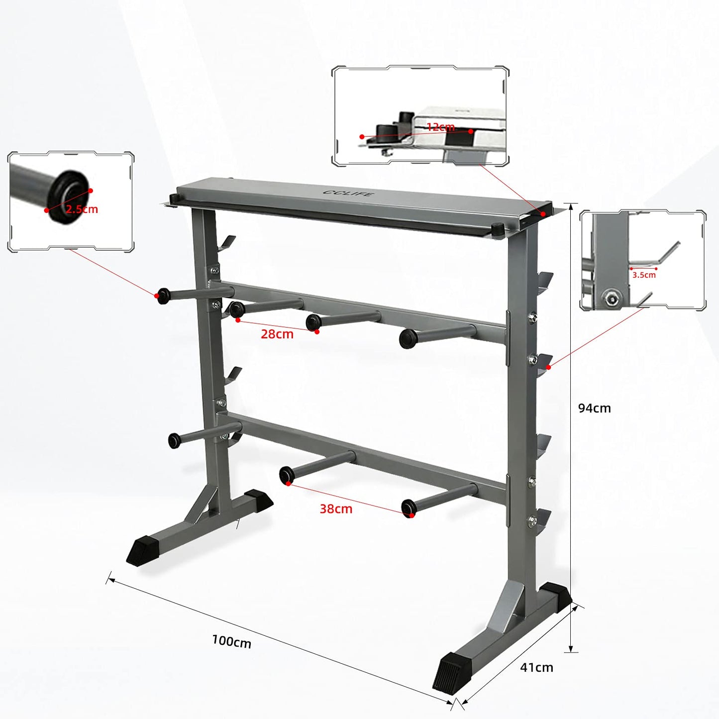 CCLIFE Dumbbell rack, dumbbell stand, dumbbell tree, steel weight rack, barbell rack, barbell stand.