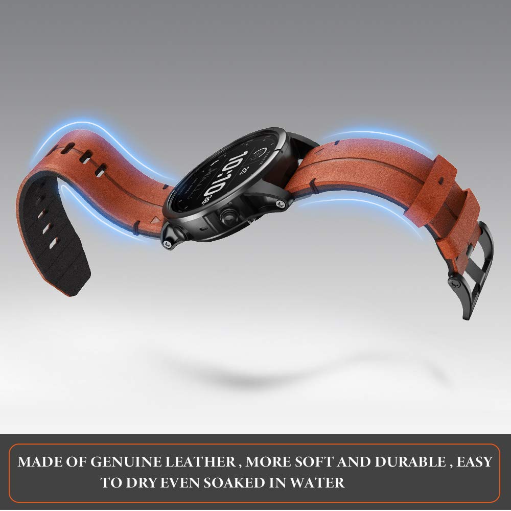 NotoCity Replacement Leather Band compatible with Garmin Fenix 7X/5X/5X Plus/6X Pro/6X Sapphire/3/3HR (26mm) Quickfit Strap for Sports & Business for Men and Women (Brown)