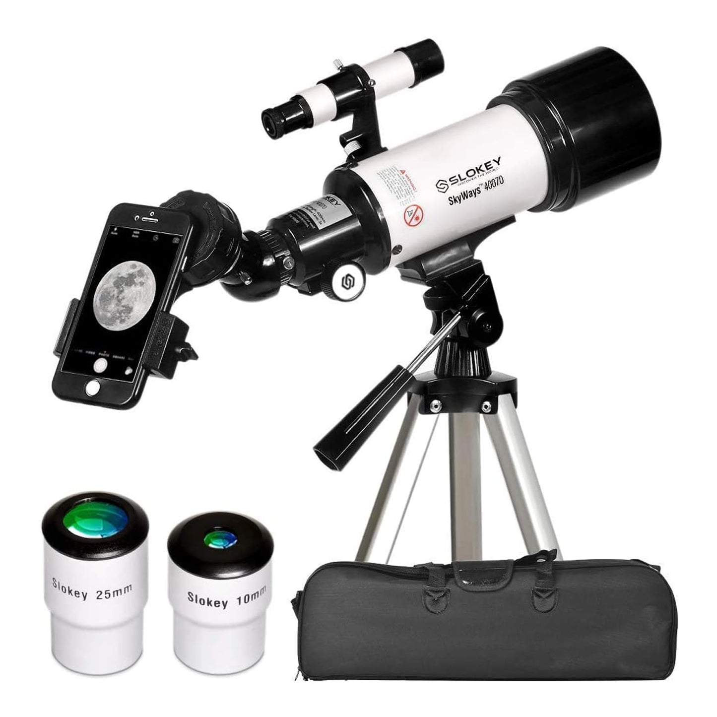 Slokey Telescope Astronomy 16x-120x, Easy to Assemble, Suitable for Kids and Beginner Adults - With Phone Adapter - Telescope for Moon and Planets