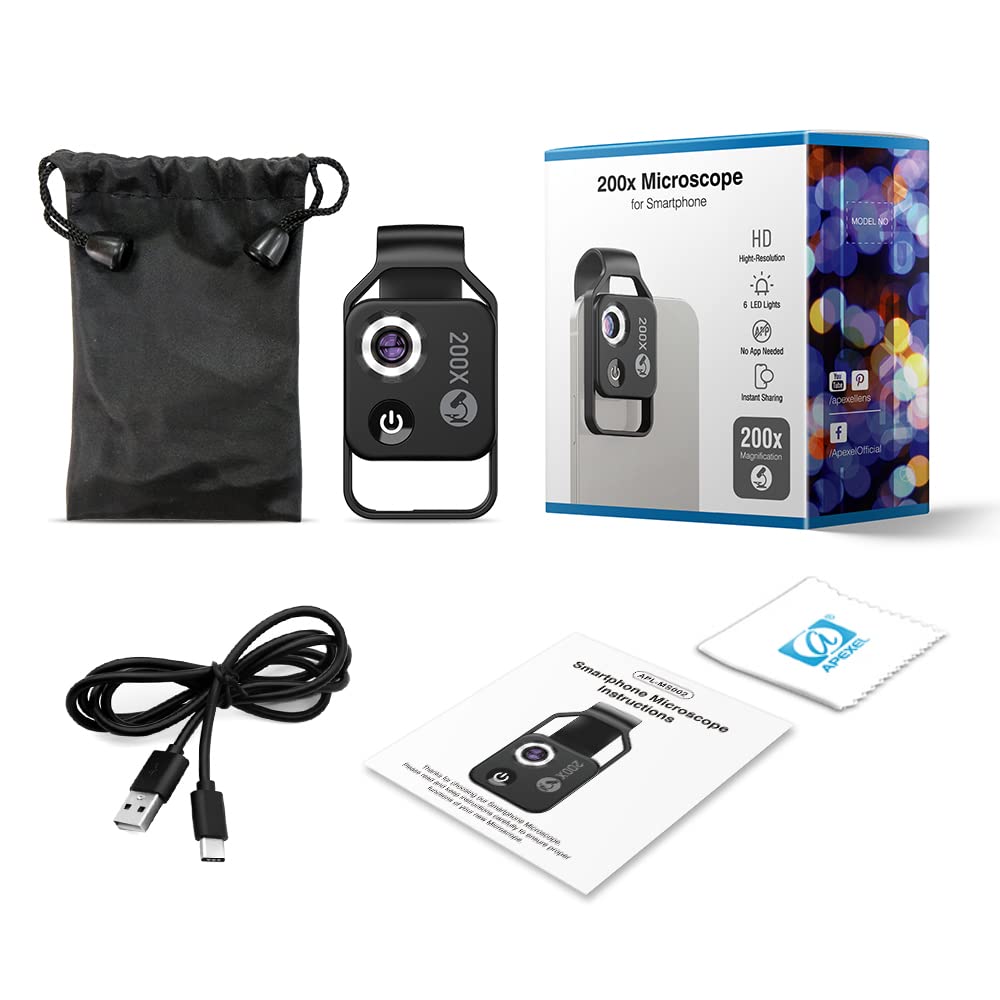 Evil eye 200 x phone microscope for kids Mini microscope with CPL 2 brightness modes No app required for Microworld
