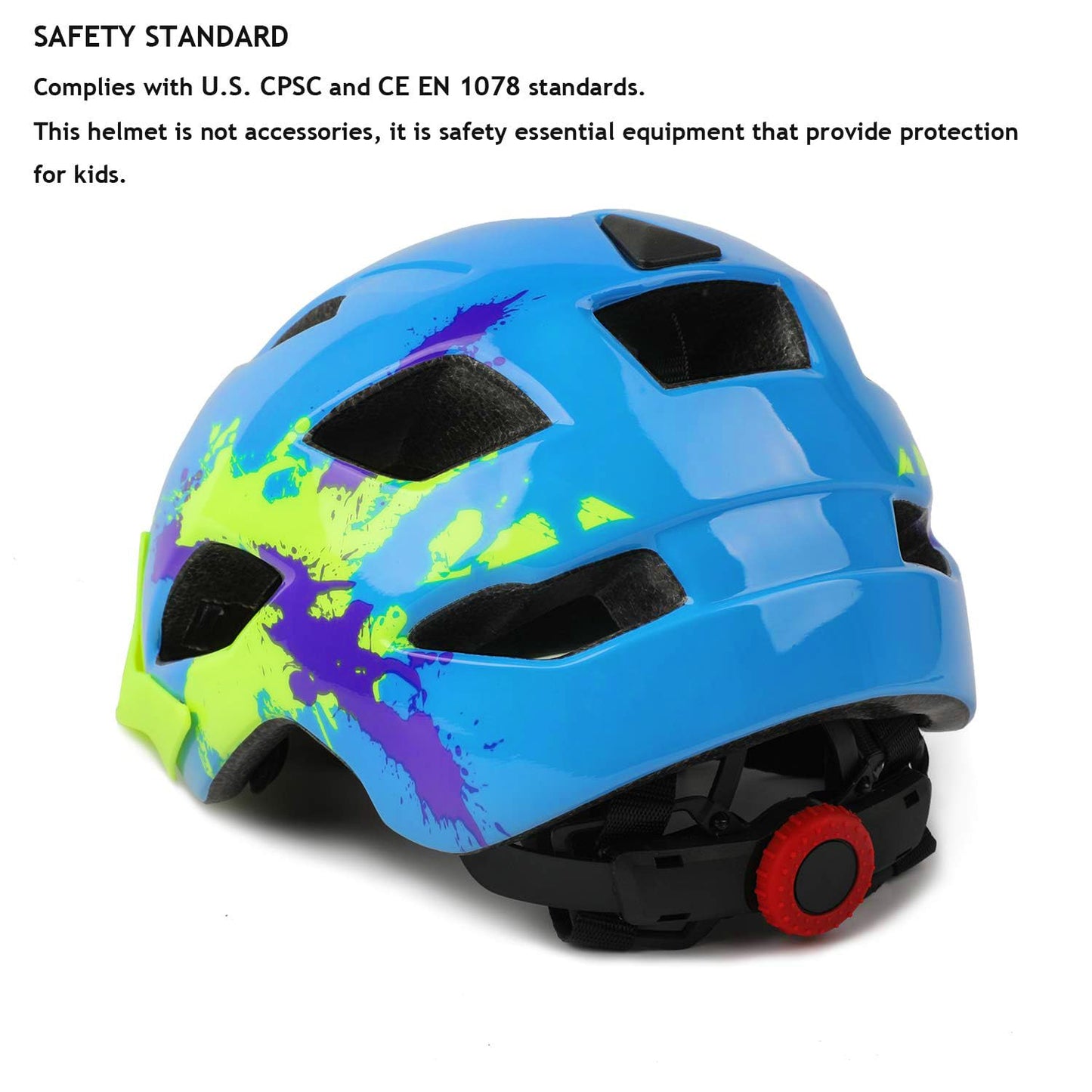 Exclusky kids bike helmet for boys and girls, suitable for BMX, skating, adjustable for ages 5-13, head circumference 50-57CM.