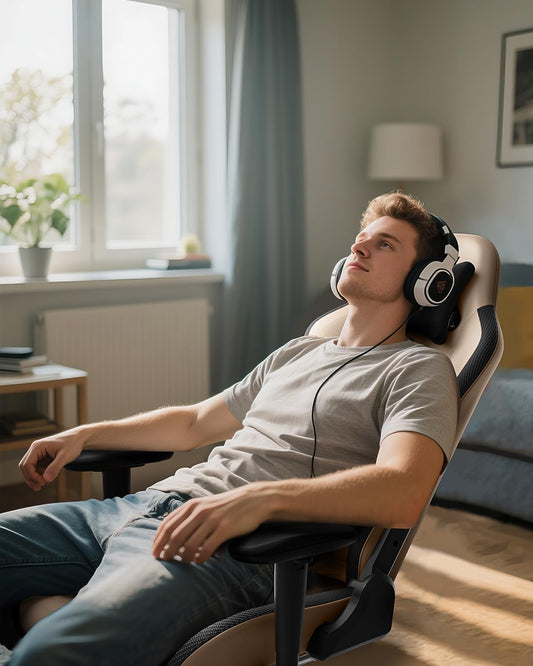 AutoFull C3 Gaming Chair, Ergonomic Gaming Chair with Lumbar Support, Height Adjustable & Reclining Function, Gaming Chairs with Footrest, 150 kg Weight Capacity, Racing Seat Design PU Leather (Brown)