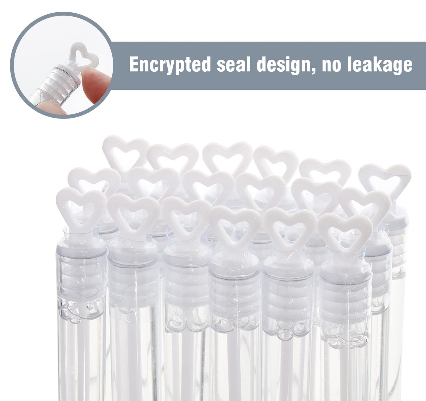 Sweetlove 100 Pieces Wedding Bubbles Filled with Heart Handle for Wedding and Birthday Parties, Stain-Free.