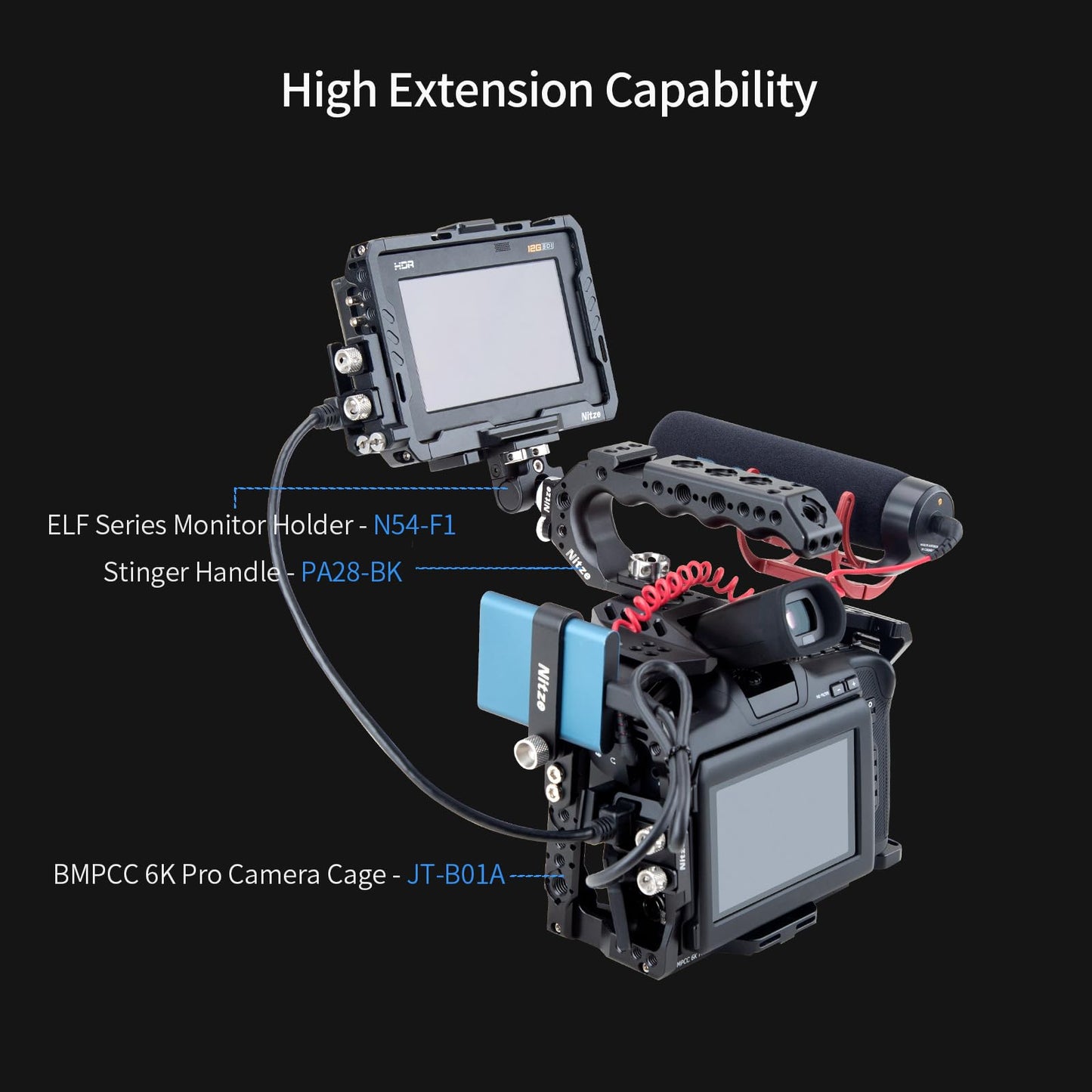 Nitze Monitor Cage for Blackmagic Video Assist 5’’ 3G/12G - JT-B01A