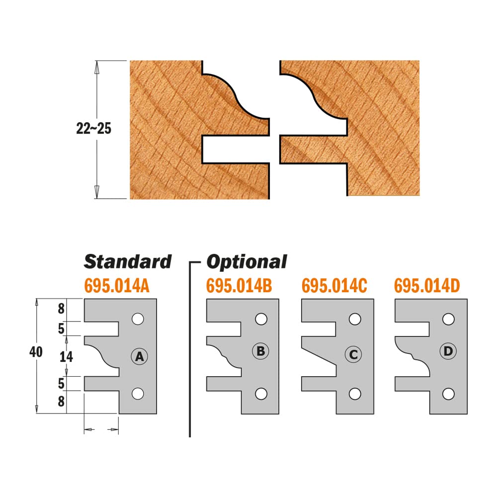 CMT ORANGE TOOLS 694.014.30 - HM PROFILE AND COUNTERPROFILE CUTTER HEAD D=120X40X30