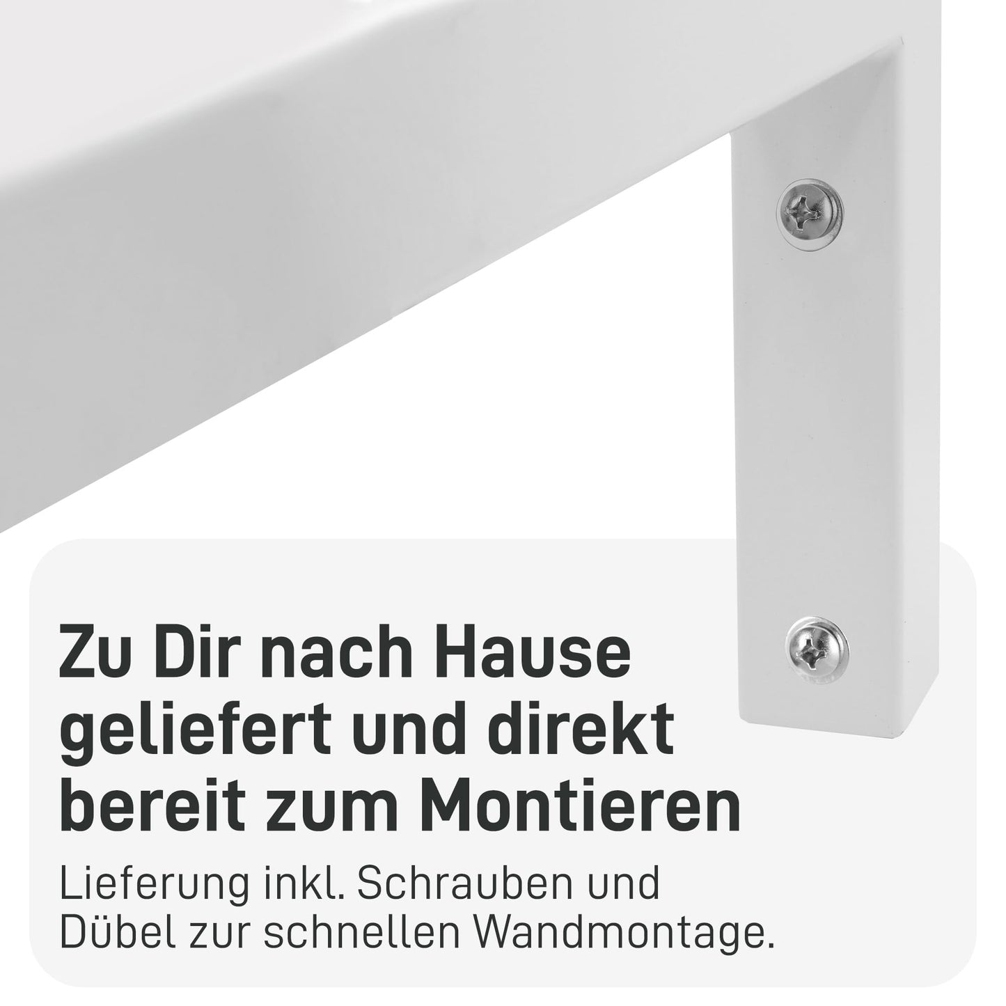 Natural Goods Berlin 2x Wall Console ANGLE | Washbasin Console stable | Easy wall mounting | Shelf bracket made of metal in white | Heavy-duty angle for sink & wall shelf | 450mm