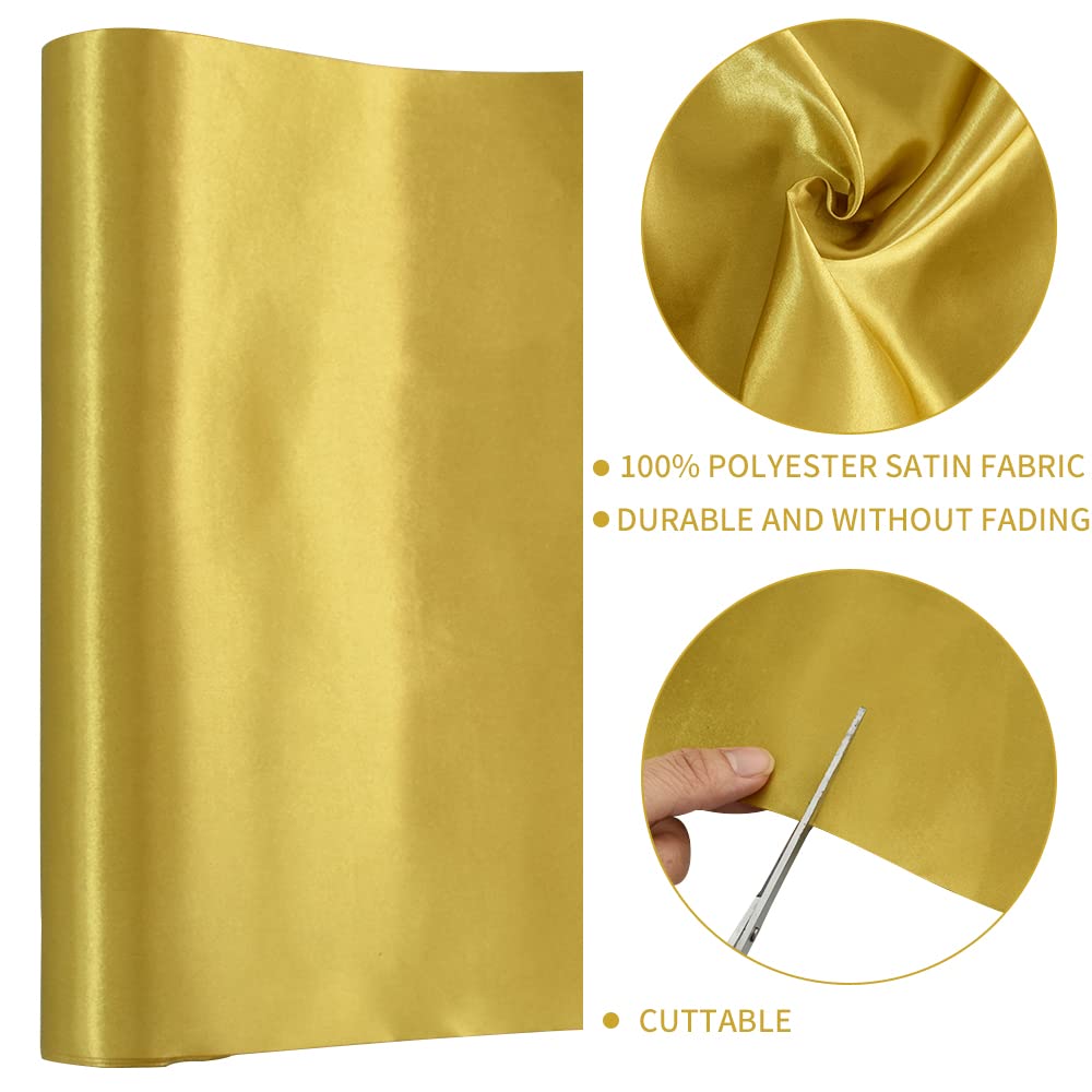 TONIFUL 25.4 cmx9.1 m, dark gold satin ribbon, extra wide Christmas ribbon for outdoor use, ribbon cutting ceremony, grand opening ribbon, table runner, gift wrapping, wedding decoration