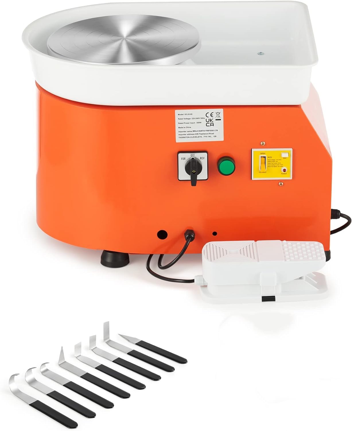 CREWORKS Pottery Wheel Electric Pottery Wheel Foot Pedal 350W Ceramic Forming Tool 0-300 RPM Ceramic Clay Machine 8 PCS Ceramic Kit Clay Spinning Wheel 25CM Pottery Wheel