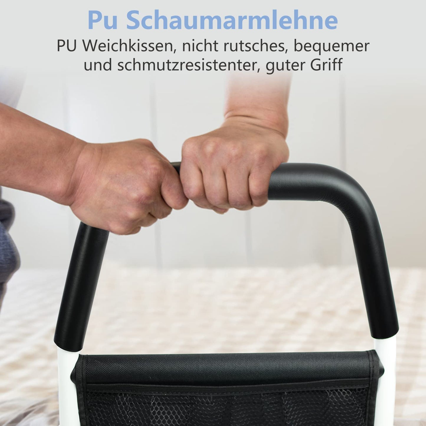 OUUTMEE bed rail fall protection for adults, bed rail made of carbon steel with storage bag, portable and foldable safety rail, for elderly, pregnant individuals.