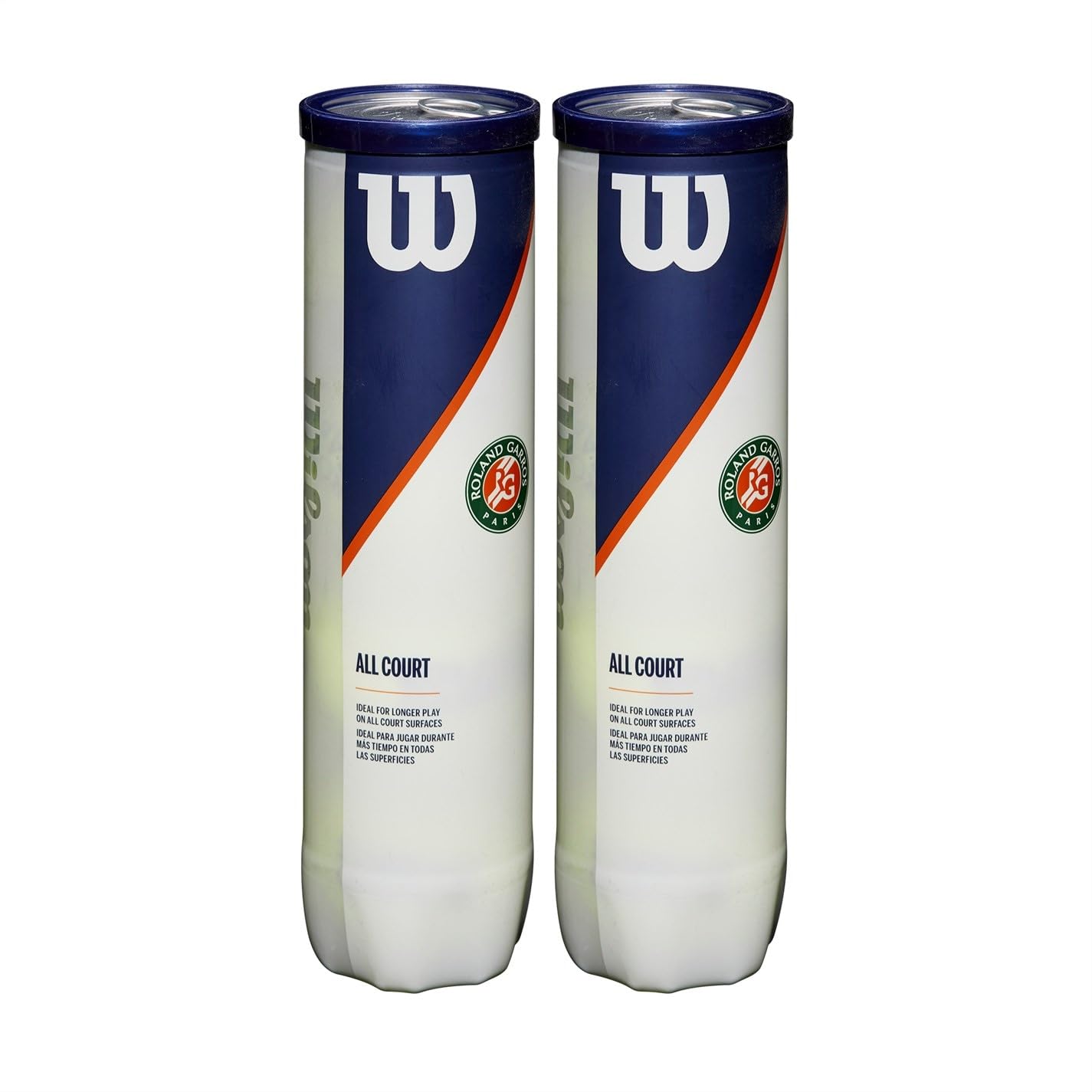 Wilson Official Roland Garros tennis balls, pack of 2 cans with 4 balls each, suitable for all surfaces, WRT116402, Yellow