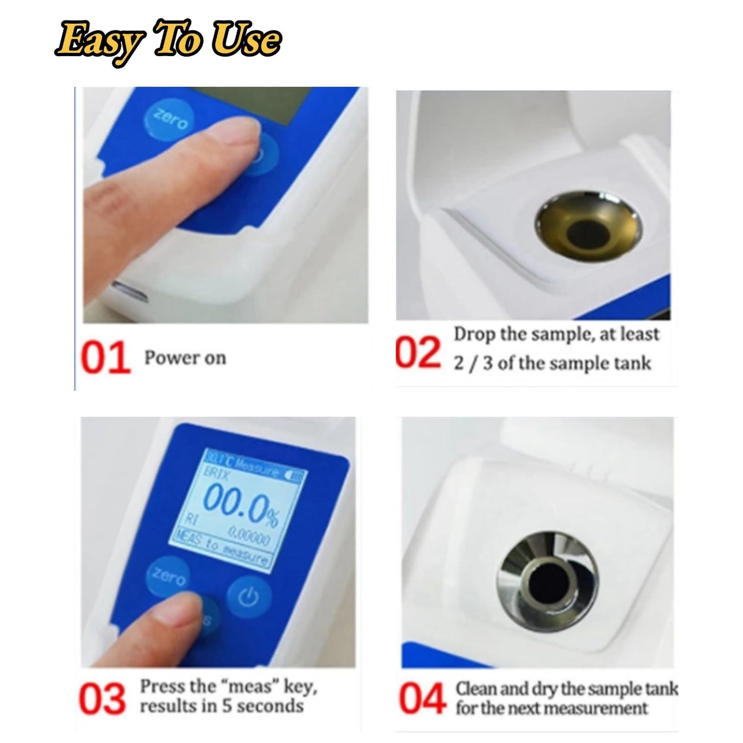 Digital Brix refractometer, Brix tester 0-55% Easy to use, sensitive reaction for juice to measure the sugar content of beverages.