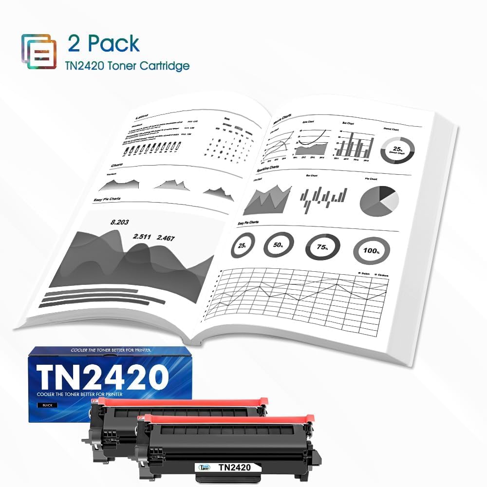 Cool Toner TN2420 TN-2420 compatible toner for Brother MFC L2710DW TN 2420 2410 TN2410 MFC-L2710DW HL-L2350DW MFC-L2710DN HL-L2310D DCP-L2530DW MFC-L2750DW DCP-L2510D HL-L2375DW (Black 2 pack)