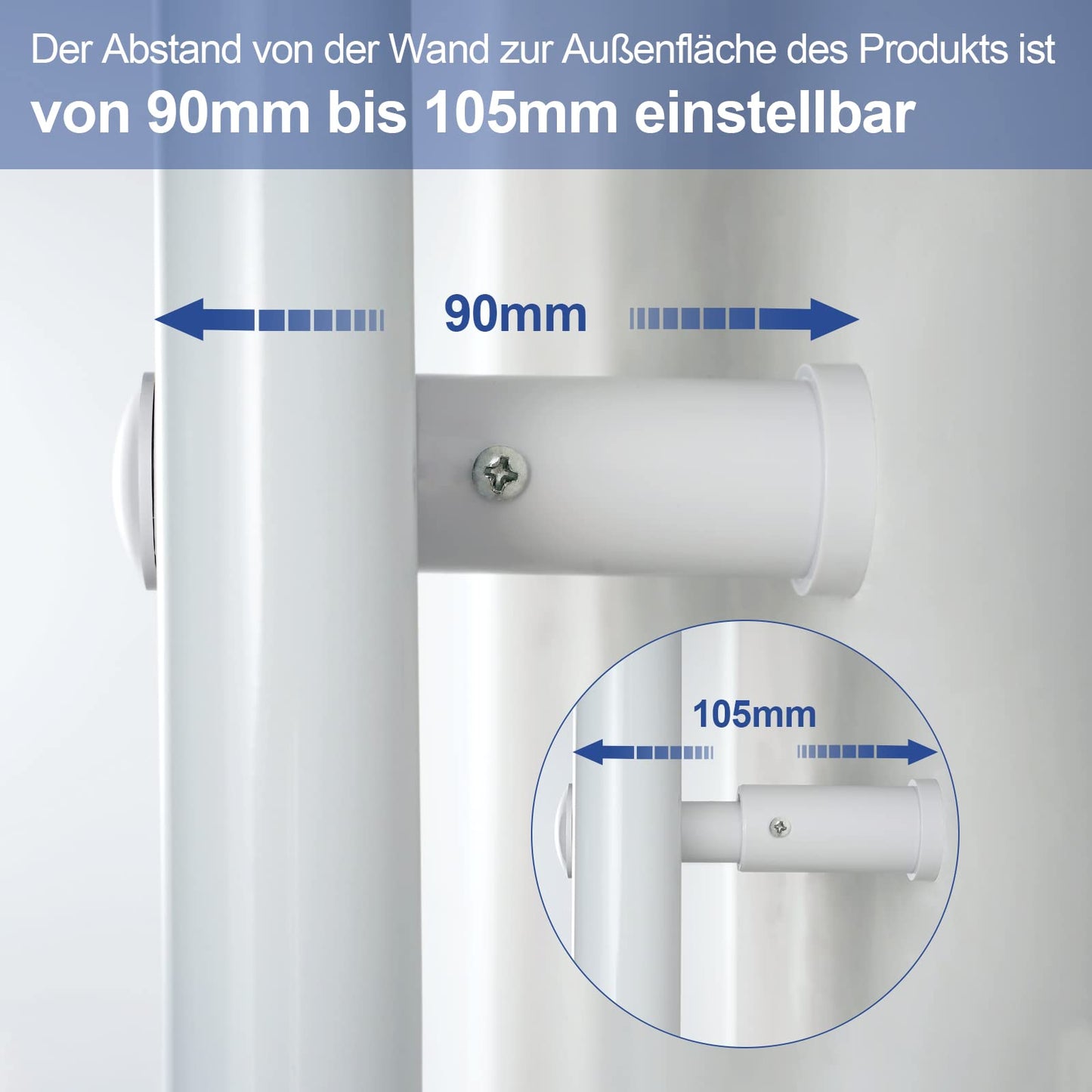 Meykoers electric towel radiator 700 x 400mm with thermostat, bathroom heater in white, 238 watts.
