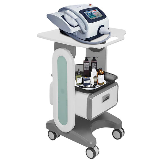 Cosmetic trolley salon cart up to 60 kg Portable device cart with large worktop and drawer Mobile work cart for beauty tools, laboratory