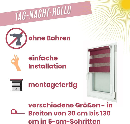 Window DECOR - Window blinds in black - Clamp-fix blinds without drilling 150 x 110 cm - Double blinds with a wide range of sizes and colors - Blackout blinds, easy to install