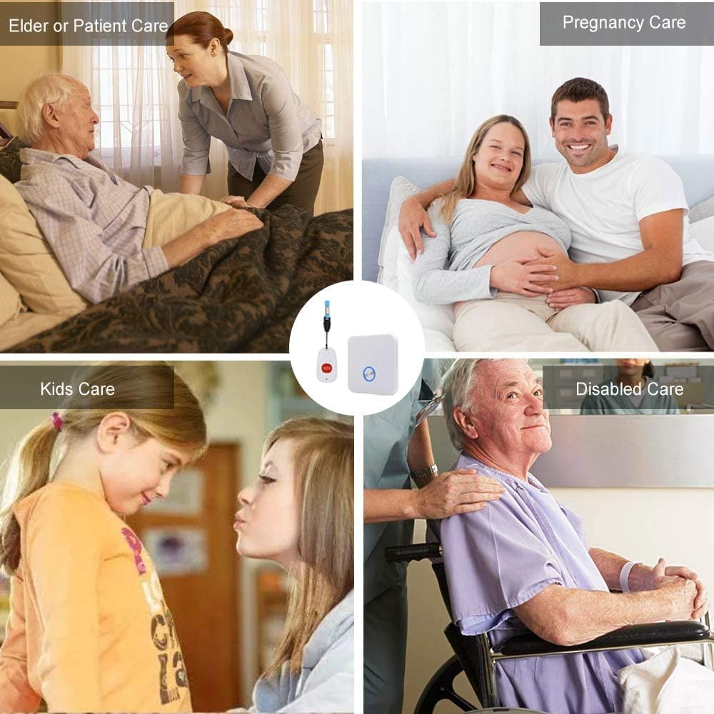 ALEENFOON Home Wireless Mobile Alarm Emergency Call Button Home Alert Panic Alarm Rechargeable Wireless Alarm for Elderly Children Disabled Pregnant (1 to 2)