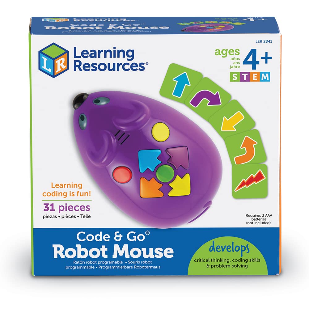 Learning Resources Mint Robot Mouse Jack, for ages 5 and up, coding toy for kids, introduction to programming & logic, educational game with programming cards