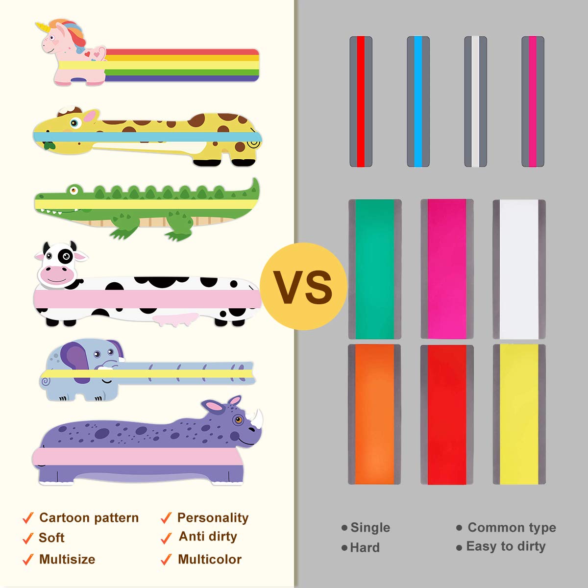 PAPERKIDDO guided reading strips, animal-shaped highlight bookmarks assist in reducing visual stress, reading rulers for kids, teachers, and dyslexics.