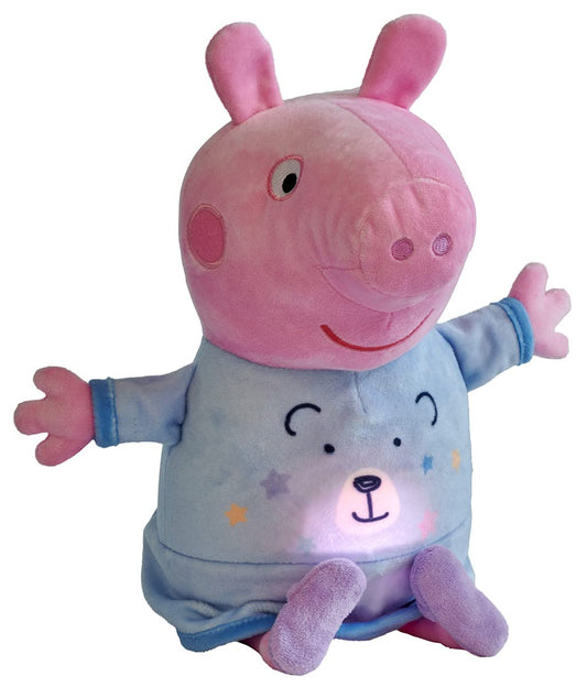Simba 109262527 - Peppa Pig Good Night Plush, blue, 2in1 with lullaby and night light, automatic timer, 25cm, Peppa Pig, baby toy, cuddly toy, from the first months of life.