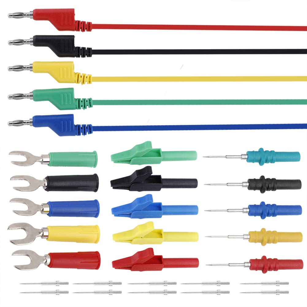 4mm banana plug test lead set P1036B with alligator clips, U probes for multimeter testing.