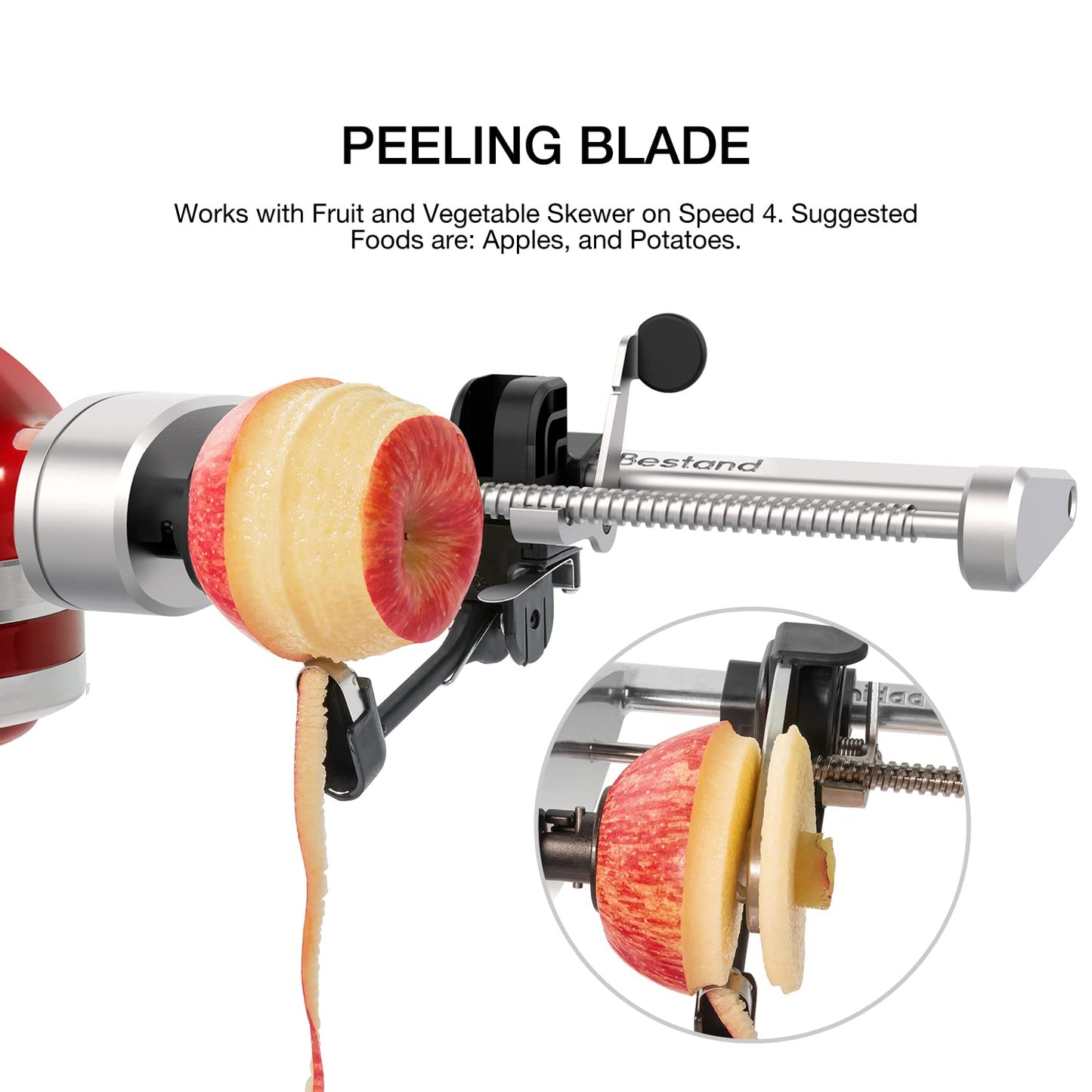 Stock spiralizer attachment compatible with KitchenAid stand mixer, packed with peeling, coring, and slicing, vegetable slicer (not the KitchenAid branded spiralizer)