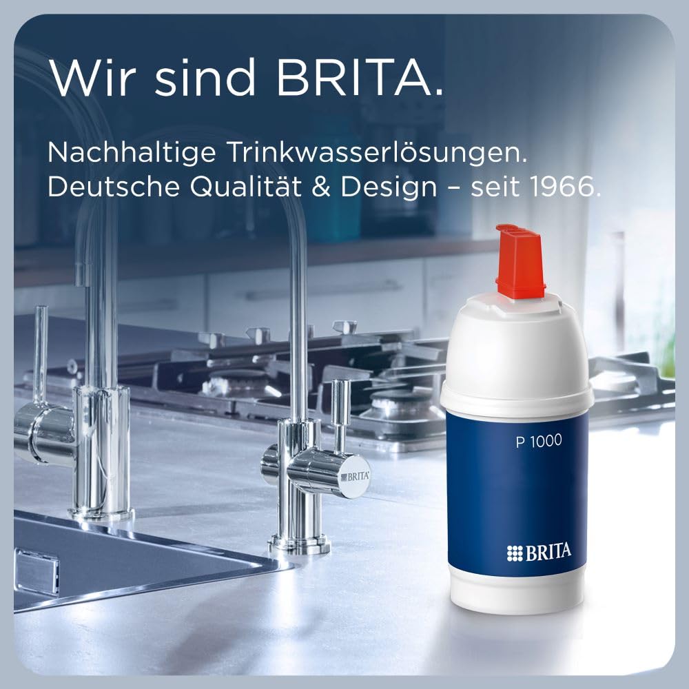 BRITA water filter cartridge P1000 - water filter faucet for BRITA taps with lime filter - reduces lime, chlorine, lead, copper & taste-impairing substances in drinking water - filters up to 1200l.
