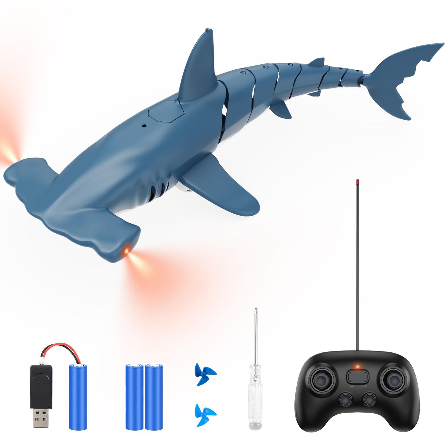 Remote Control Shark Toy with High Simulation, Summer Water Toy for Kids, Boys 6 years and older, fun party games for pool and bath (Blue)