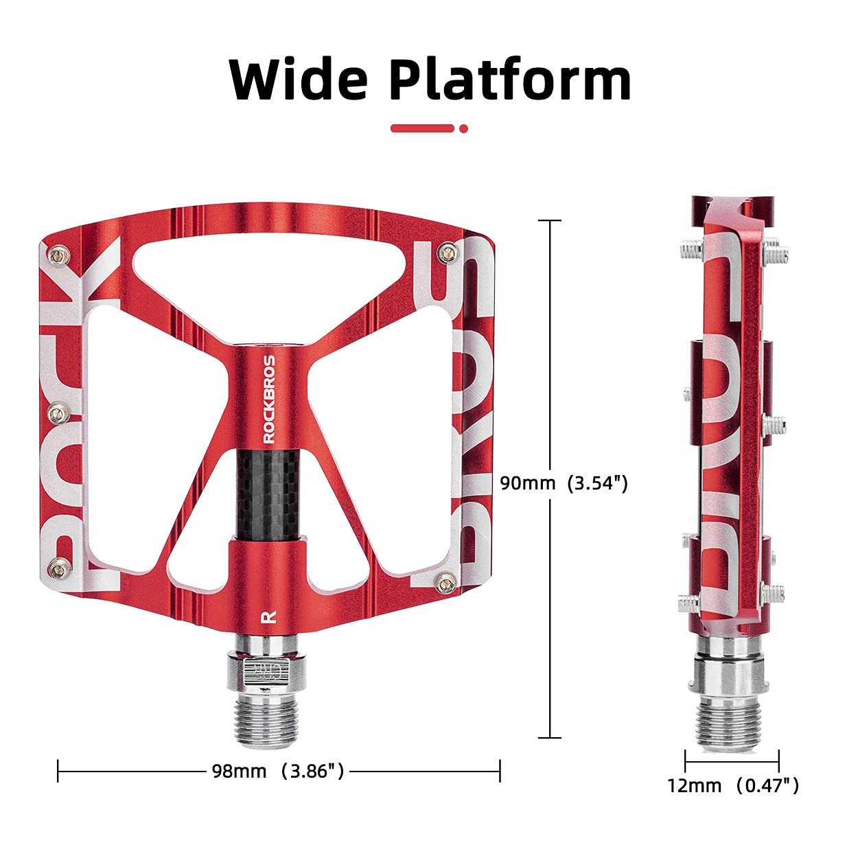 ROCKBROS bicycle pedals 9/16" aluminum alloy MTB pedals with sealed bearings non-slip pedals