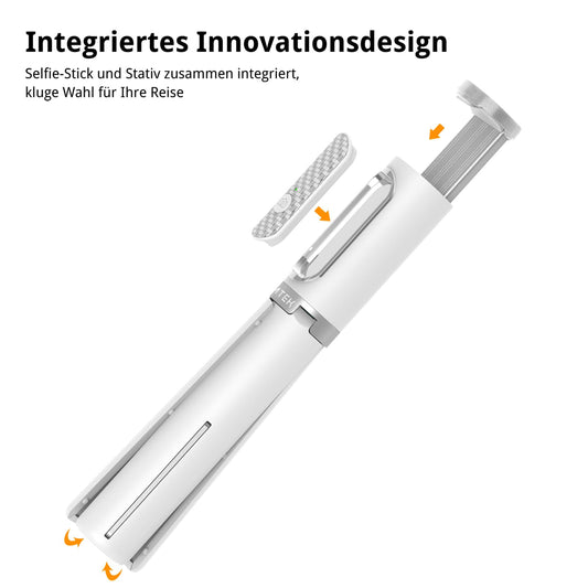 ATUMTEK Selfie Stick Tripod, 3-in-1 Extendable Aluminum Phone Tripod with Wireless Bluetooth Remote, Compatible with iPhone 17/16/15/14/13/12 mini/11 Pro and Samsung Smartphones, White