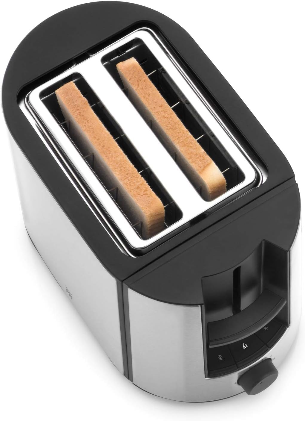 WMF Bueno Pro 2-Slice Toaster, Stainless Steel with Bun Warmer, 6 Browning Levels, 870 W, Matt Stainless Steel.