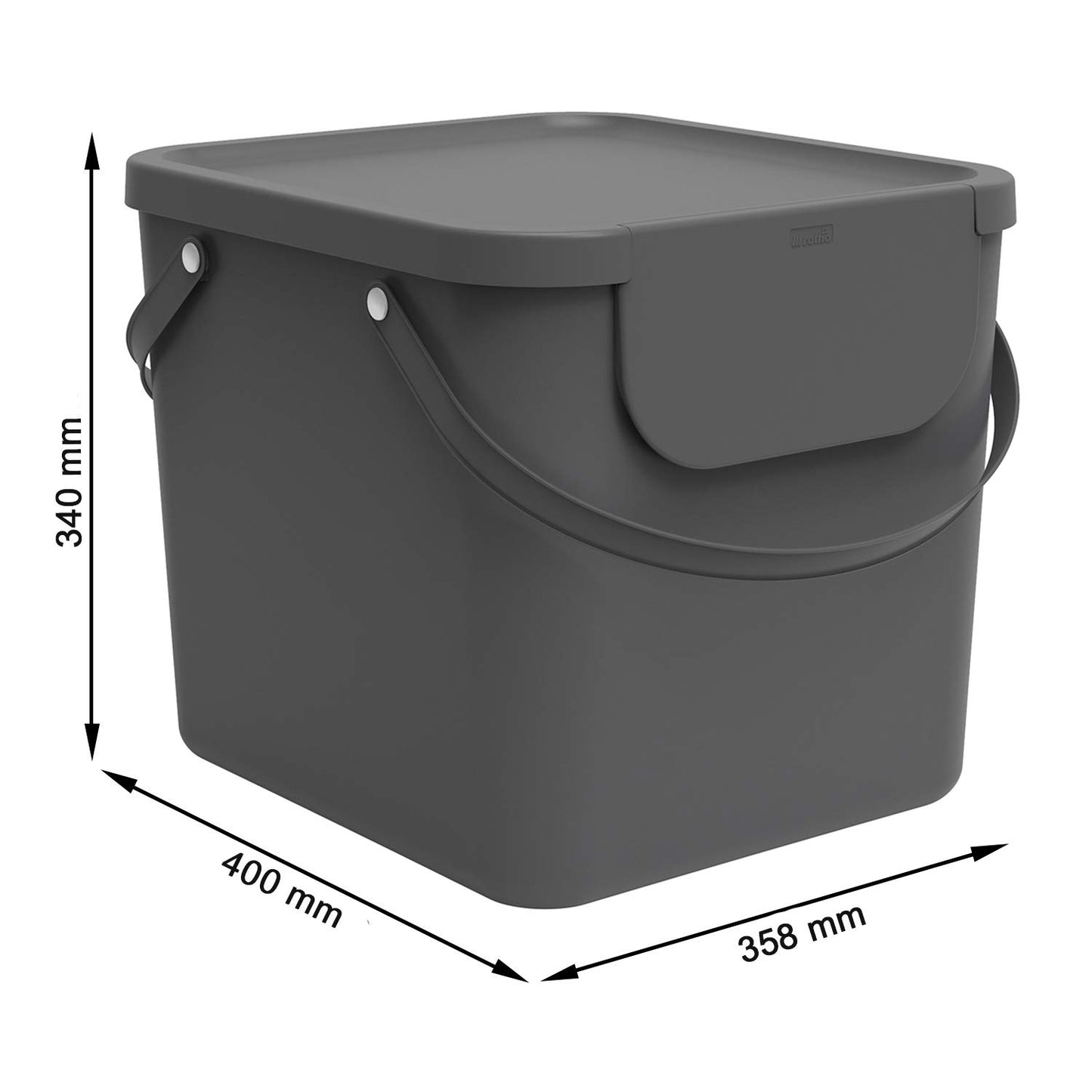 Rotho Albula 3-piece waste separation system 40l for the kitchen, plastic (PP) BPA-free, colorful, 40l (39.8 x 35.8 x 33.9 cm)