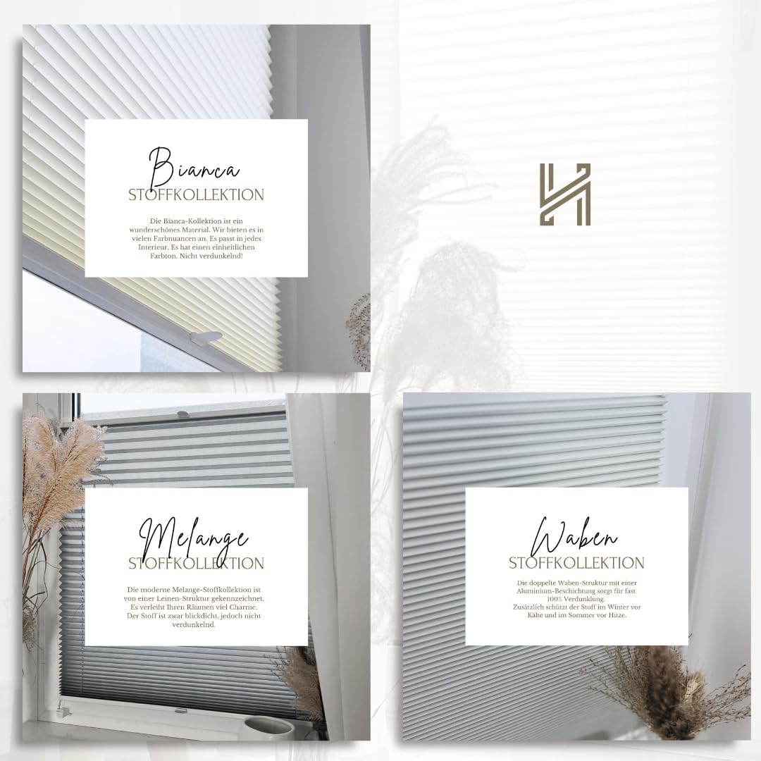 Home-Vision® Premium Double Pleated Honeycomb Pleated Shade without Drilling with Clamp Fix (White-Cream, W75cm x H120cm) Modern Clamp Fix Pleated Shade with Heat and Sun Protection for Windows Thermo.