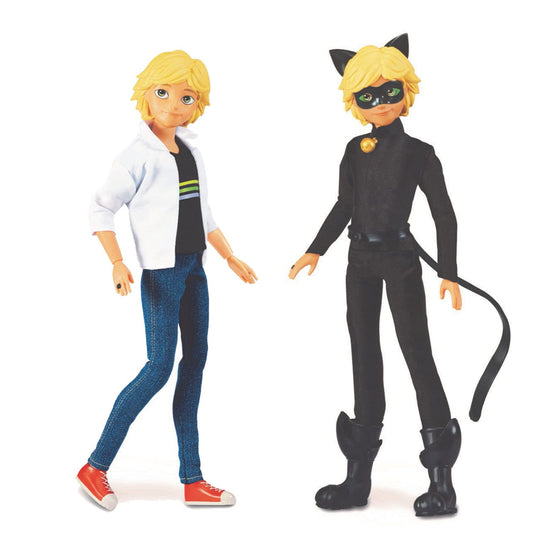 BANDAI - Miraculous - Miraculous Doll Cat Noir and Adrien - Fashion Doll 26 cm with 2 outfits - Miraculous Toy - Articulated Superhero Doll - Toy for Kids ages 4 and up - P50356