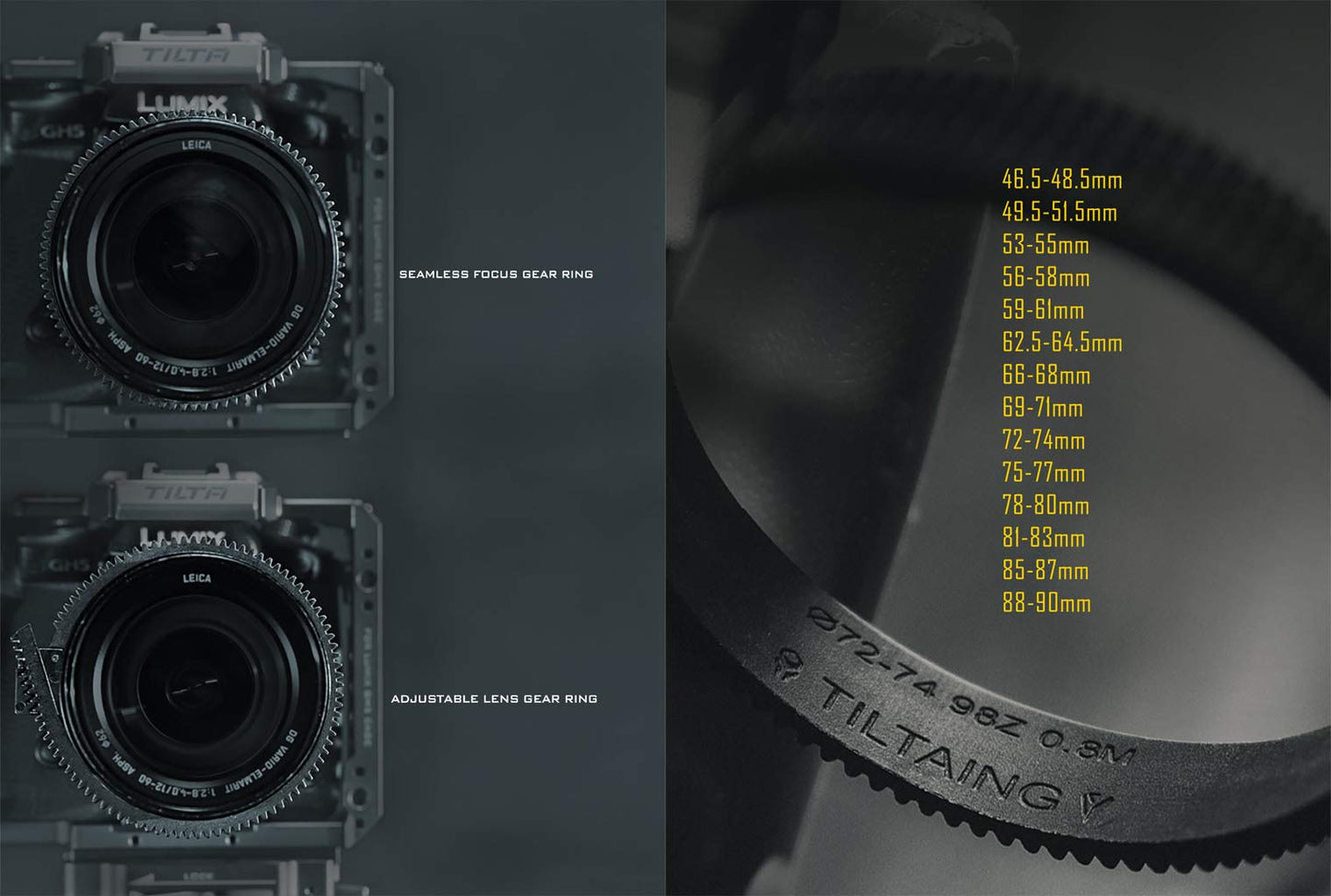 12x Tilta TA-FGR Tiltaing Seamless Focus Gear Ring 360 ° Rotation Silent Follow Focus Ring for DSLR Camera Accessories