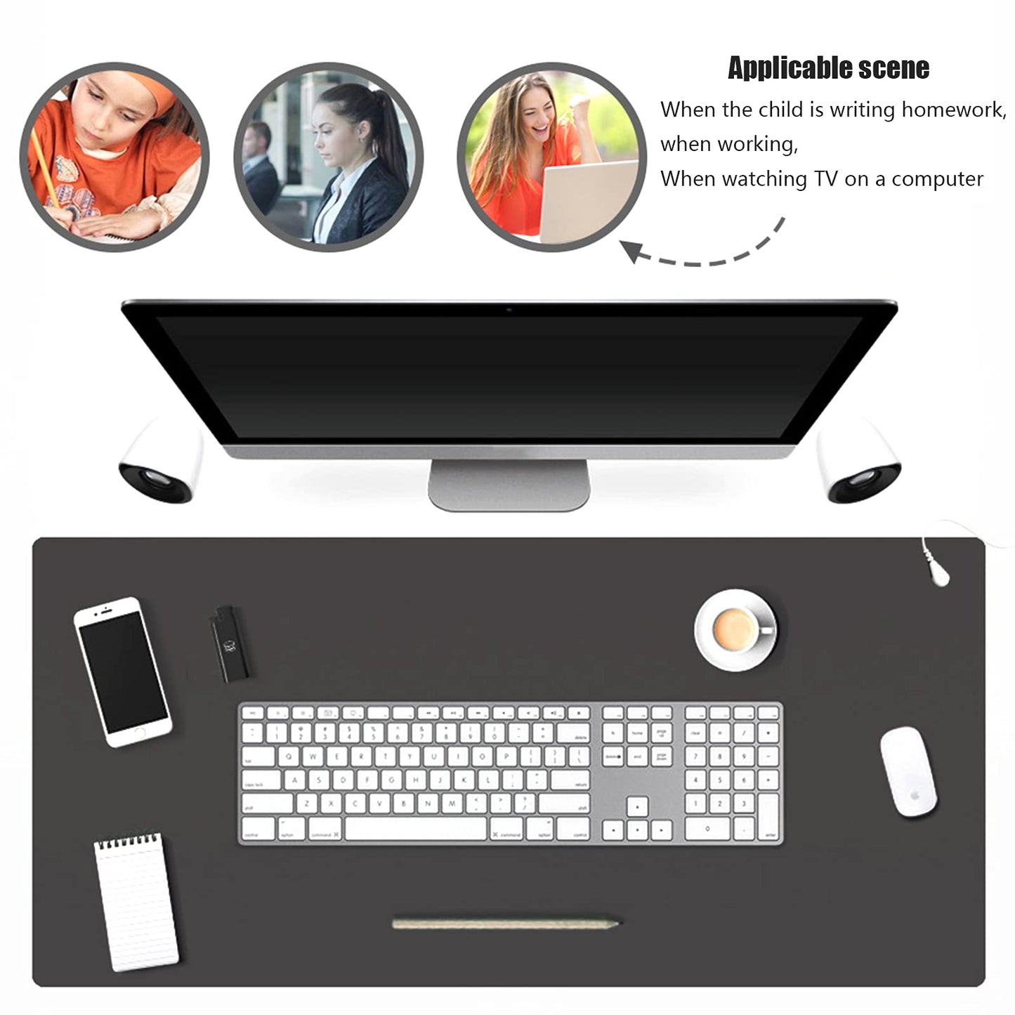 Grounding mat, 100 * 30cm, Grounding mat set with EU grounding cable, Universal grounding mat antistatic mat for under the desk, table, sofa (100 * 30 CM)