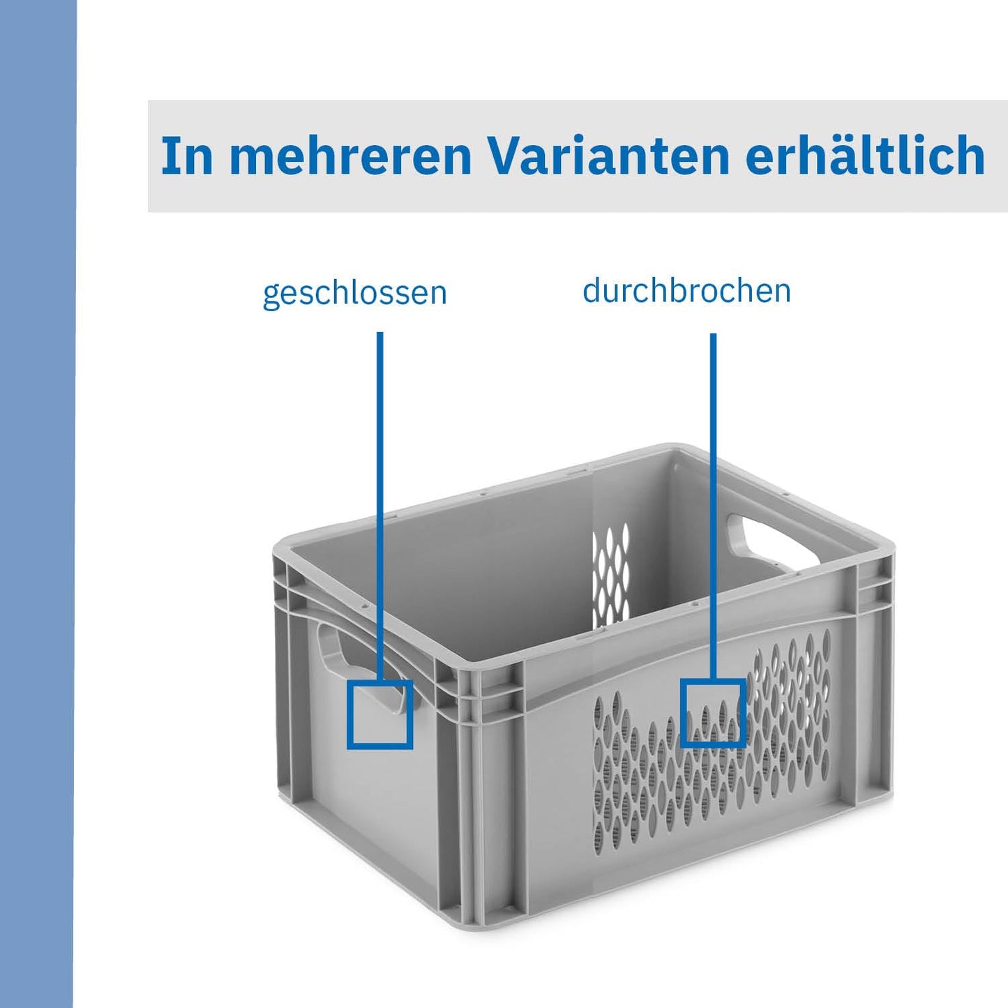 THE BOX FACTORY Euro container 400x300x220mm | closed box | storage box | plastic crates | storage container with handles | sturdy stackable box | Euro box | reusable container
