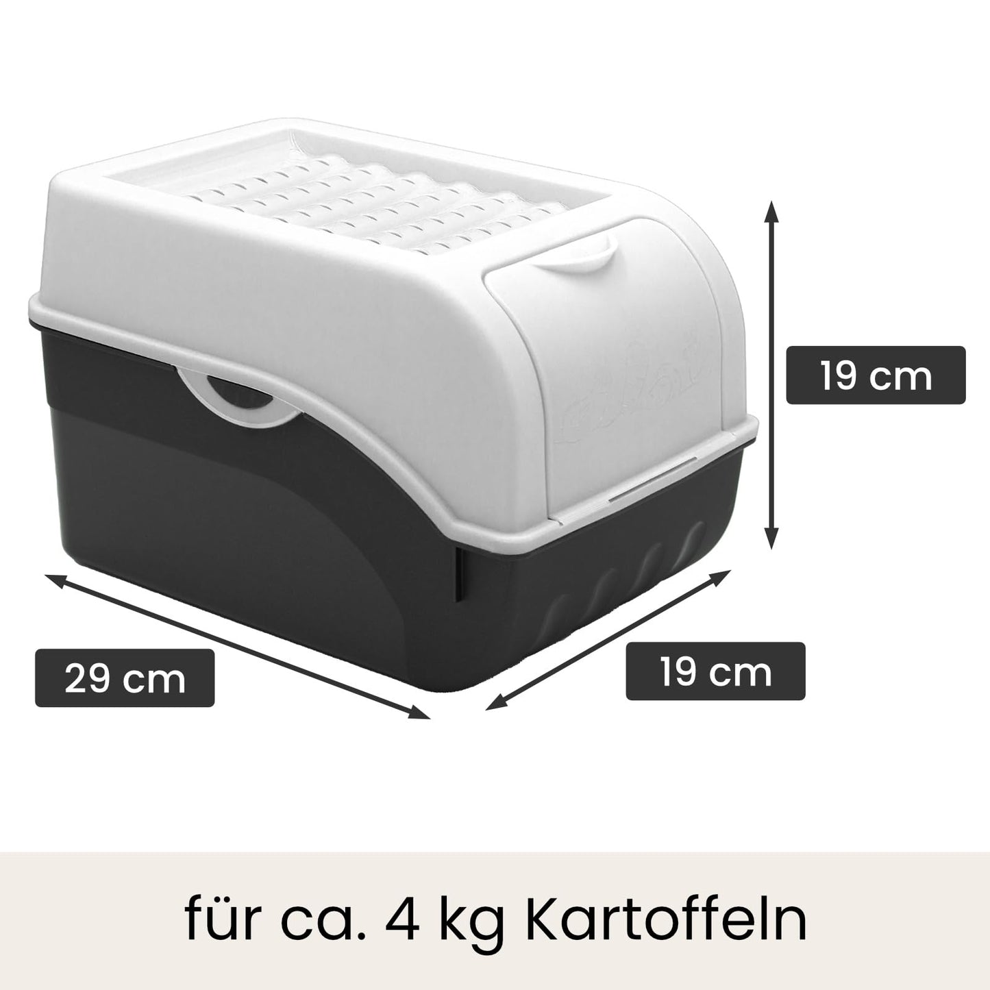 ARTECSIS Potato Storage Box white 2-pack I Vegetable box Potato box with lid for approx. 4 kg of potatoes + 6 stickers with vegetable types