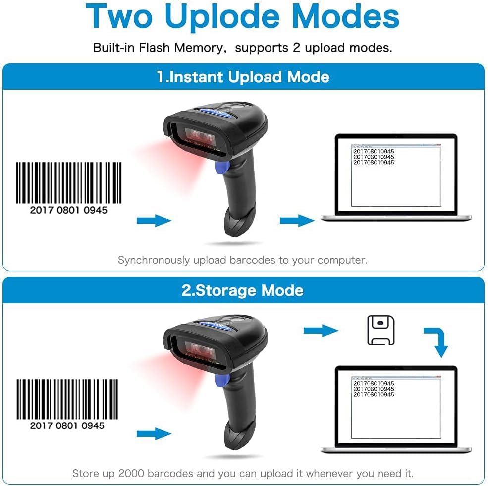 NETUM NT-1228BC Bluetooth CCD Barcode Scanner Handheld Wireless 1D Bar Codes Imager for Mobile Payment Computer Screen Scan Supports IOS & Android