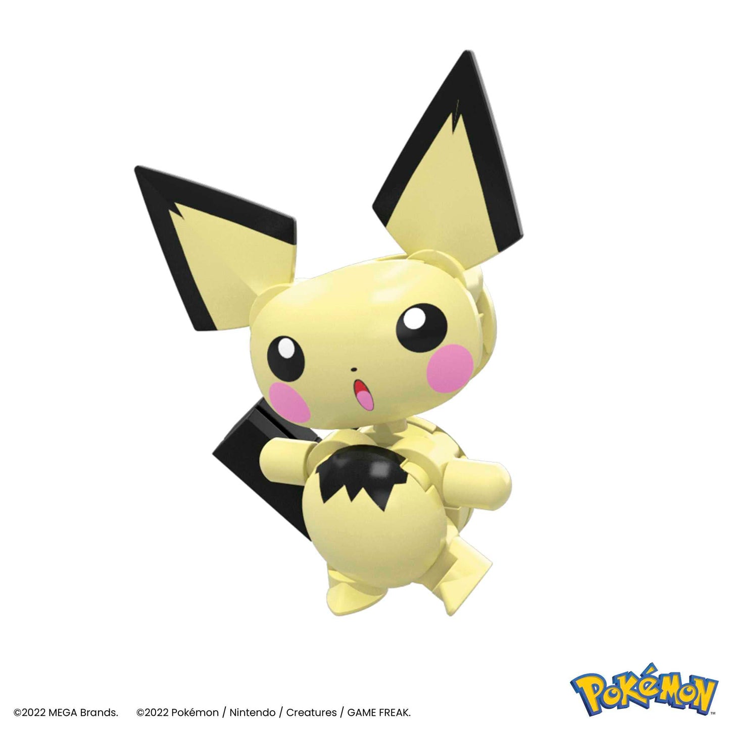 Mega Brands POKÉMON Pikachu - Evolution set with Pichu, Pikachu, and Raichu, featuring themed environment and battle effect elements, for kids 6+. HKT23
