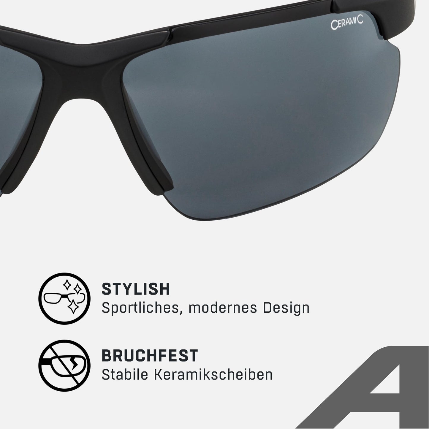 ALPINA DEFEY HR - Distortion-free and shatterproof sports and cycling glasses with 100% UV protection for adults, black-white matte, One Size