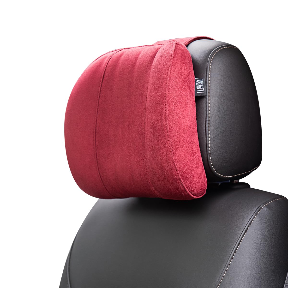 Forbell Auto Headrest Neck Pillow Accessory Cushion Memory Cotton Car Headrest Pillow Headrest Pillow for Car Suede (Wine Red)