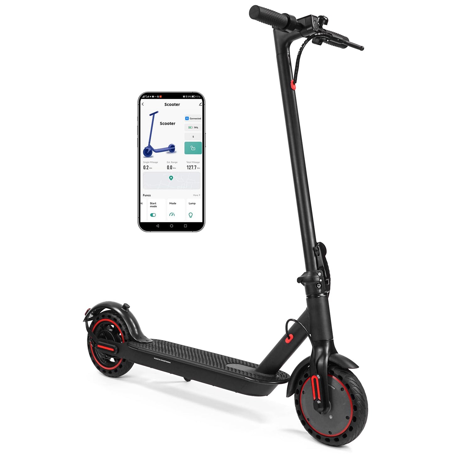 8.5 inch Foldable Electric Scooter made of aluminum alloy, APP connection, including locking function, 30 km range, 387 Wh battery, maximum load 120 kg (TÜV) grey.