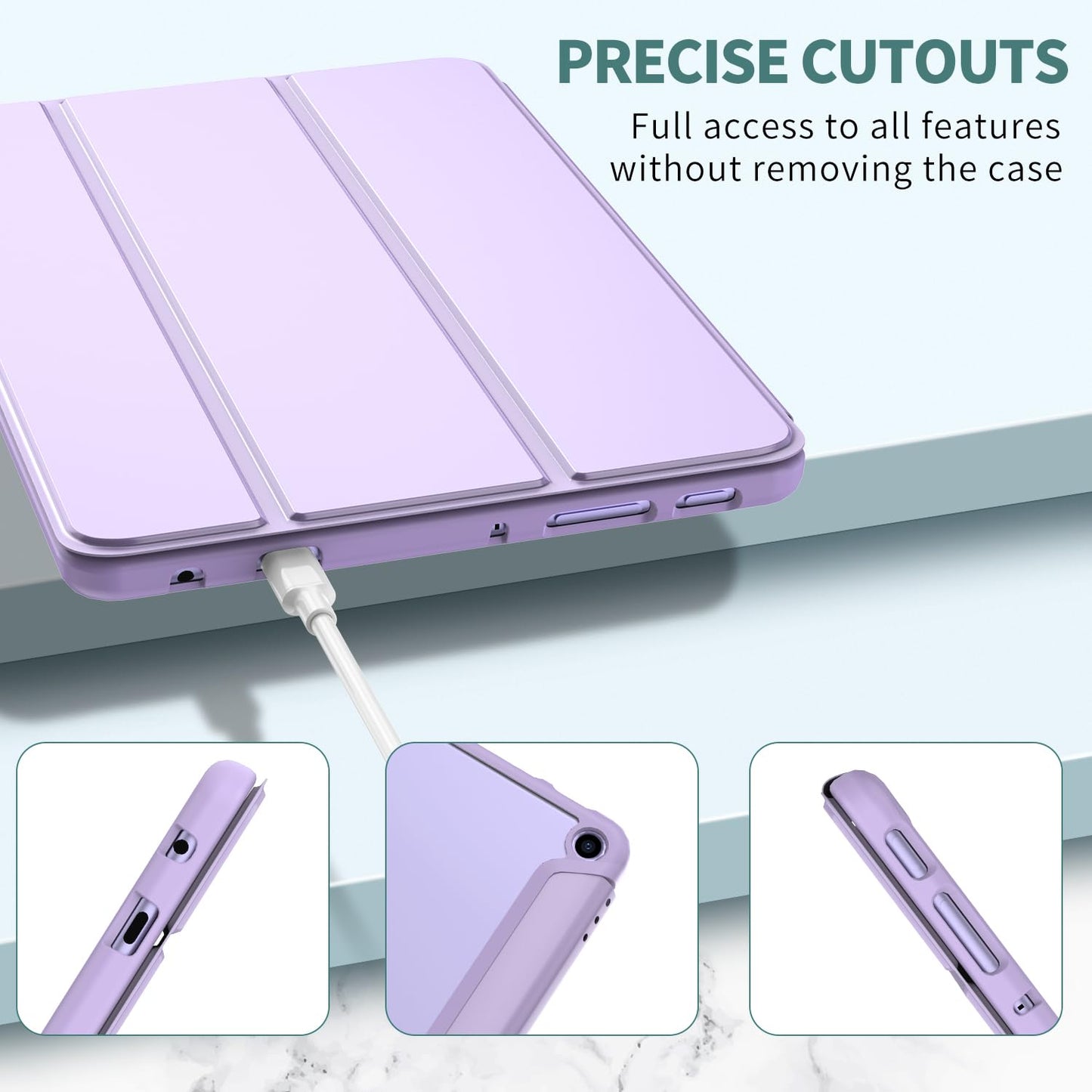 Amazon Fire HD 10 Tablet case (Only 13th Gen, 2023), Not for Sony TCL, Patamiyar Slim PU Leather Triple Foldable Stand Clear Back Case for Fire HD 10 Kids & Kids Pro Tablet, Auto Sleep/Wake - Purple