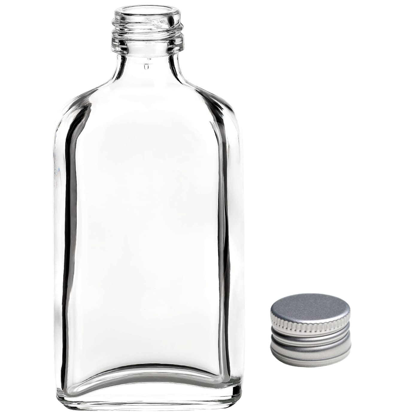 gouveo 80s set glass bottles 50 ml Dana with screw cap silver - mini bottle 0.05 l for filling - glass bottle for liqueur, whisky, schnapps for birthday, wedding (MFD050S)