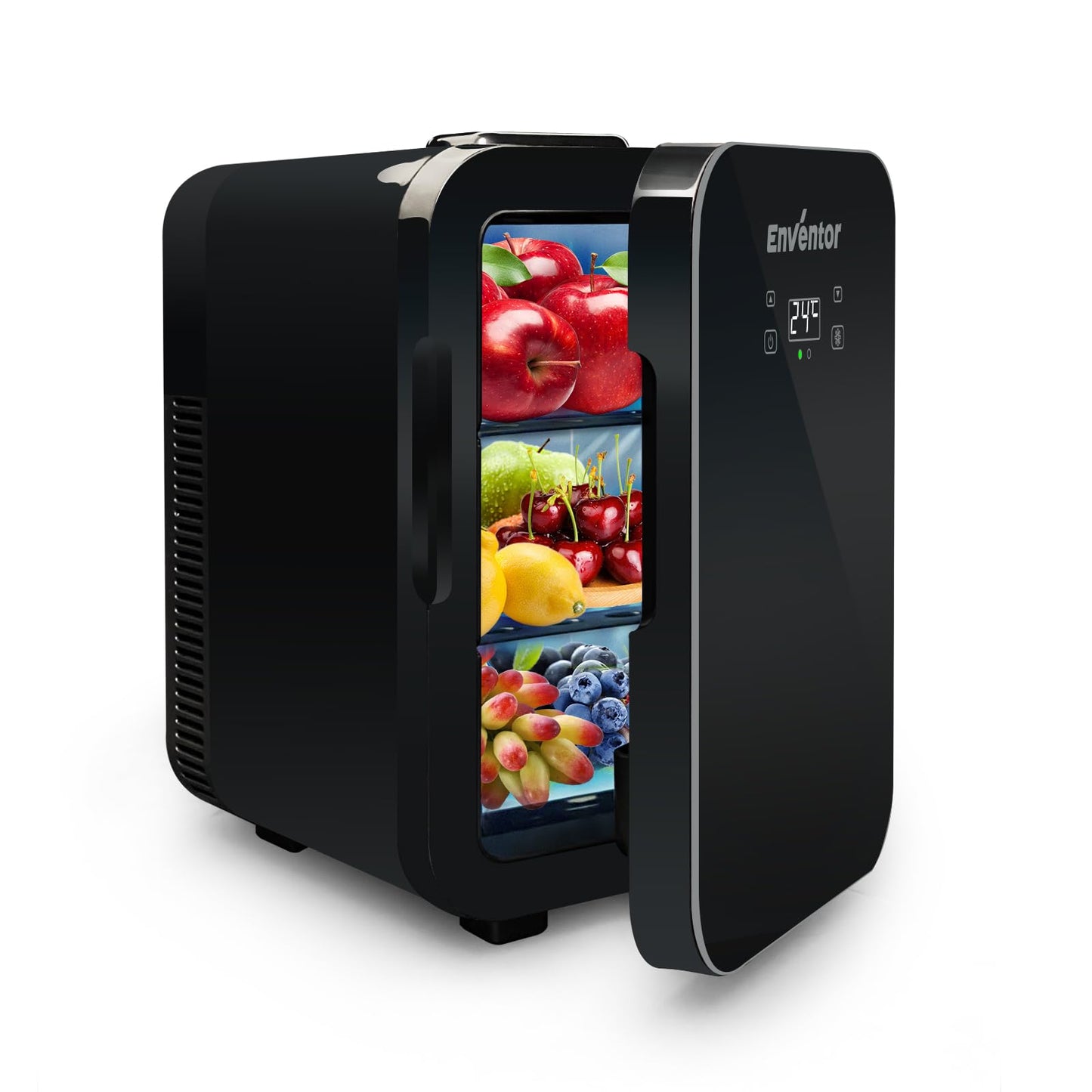 Enventor Mini Fridge 10 Liter, Cooler and Warmer, 220V AC + 12V DC, Portable Mini Fridge with LCD Temperature Display for Car, Travel, Cosmetics, Drinks, Food (Black)