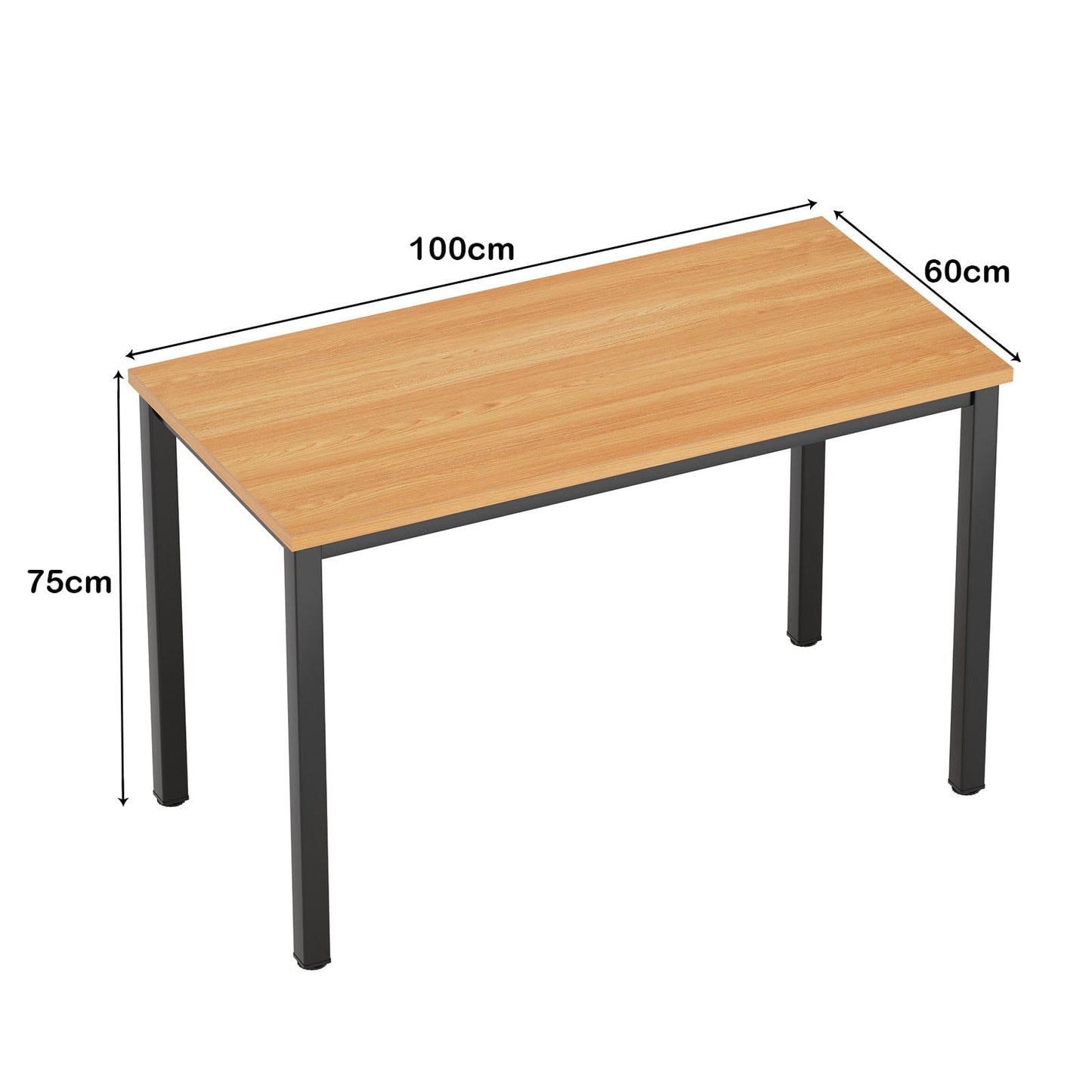 Need computer desk 100x60 cm, PC desk, office desk, work desk, dining table for home office, teak & black AC3BB-100.