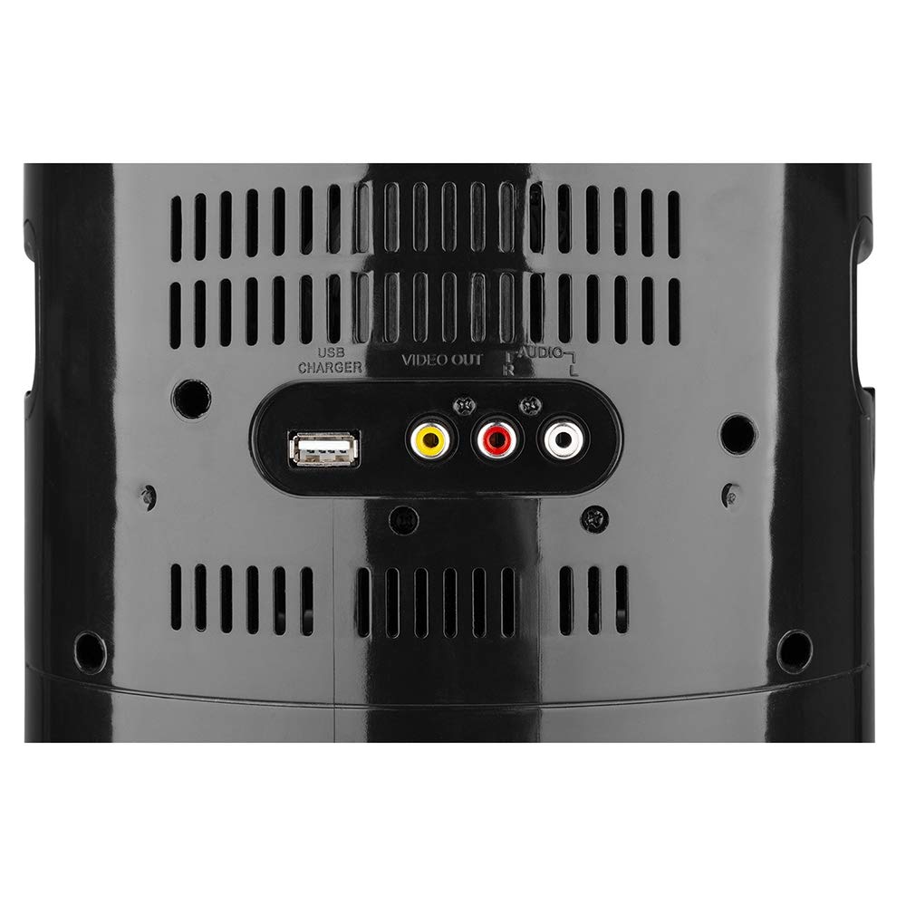 Fenton SBS20B Karaoke system with 2 microphones, CD PLUS G-player, kids karaoke machine with Bluetooth and built-in speaker, LED lighting, AV OUT, radio for kids - Black.