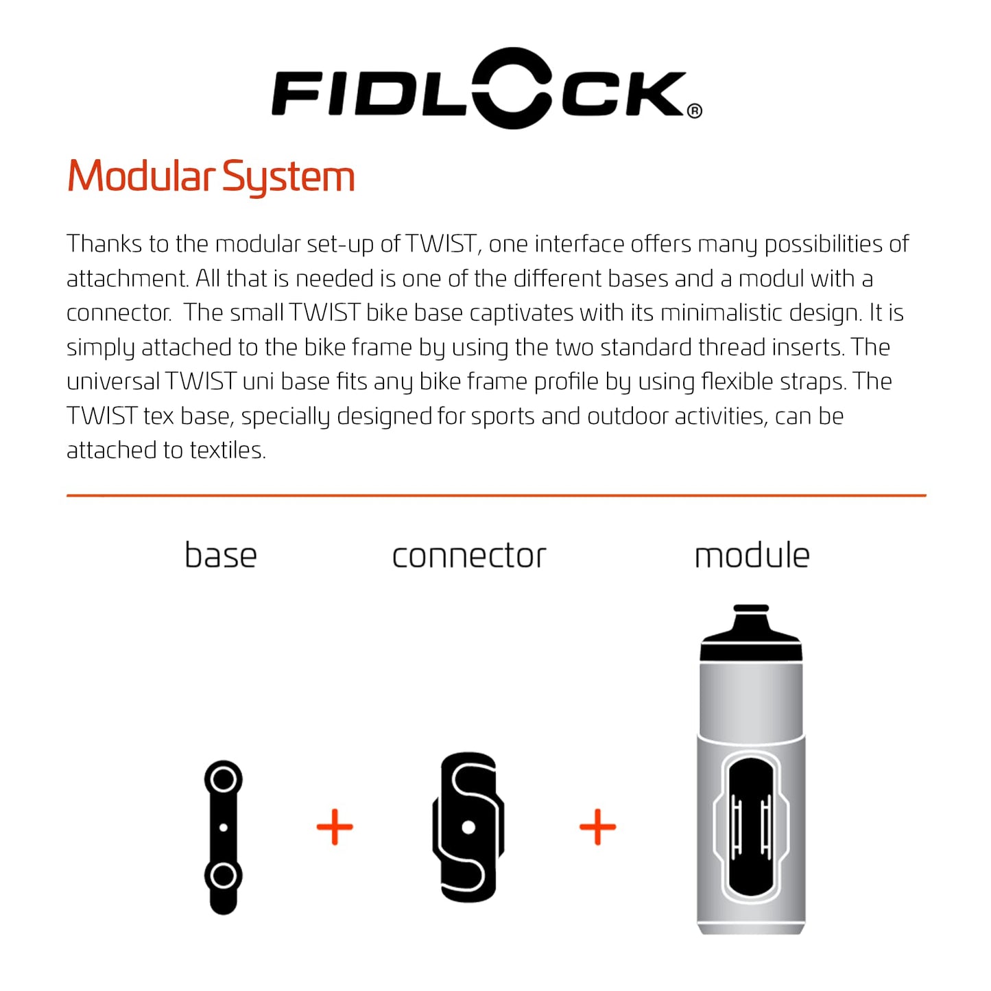 Fidlock Bottle 450 ml Bike Base Magnetic bottle holder for bicycles, bottle cage, road bike, bike bottle holder, bicycle bottle cage
