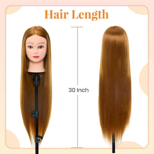 "Neverland Beauty 30" Practice Head Styling Mannequin 100% Synthetic Hair Wig Head Doll Head Training Heads Styling Head Training Head With Stand + DIY Hair Accessories styling Set"