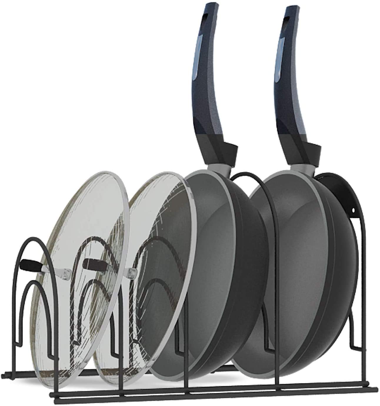 SASONCO Pan Organizer, Pot Organizer, sturdy 5-tier rack for cast iron pans, griddles, and flat pots, heavy-duty steel construction